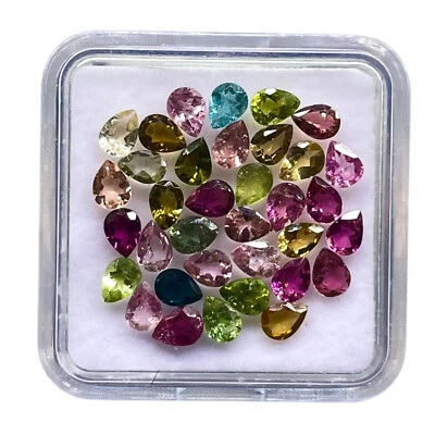 35 Pcs Natural Tourmaline 4x3mm Pear Cut Multi Color Loose Gemstones 5.28 Cts - Image 1 of 4