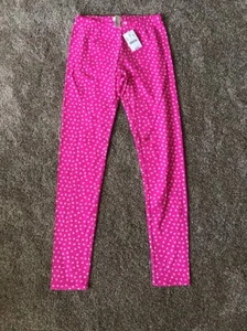 NWT Crew Crewcuts Pink Heart Leggings Size 12 Cotton Stretch - Picture 1 of 6