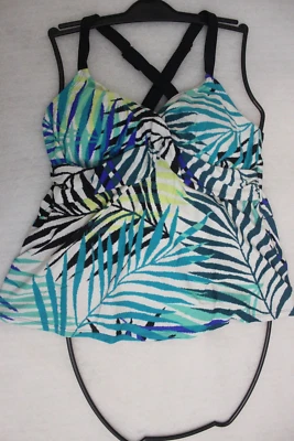 Camiseta Tankini Ava & Viv Multicolor Entrecruzada Espalda Correas Ajustables Talla 14W Foto 1 de 4