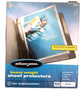 Wilson Jones Heavy Weight Clear Sheet Protectors Quantity 100 Top Loading - Image 1 of 4