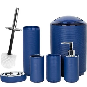 6PCS BATHROOM ACCESSORIES SET BIN SOAP DISPE DISPENSER TOOTHBRUSH TUMBLER TOILET - Picture 1 of 9