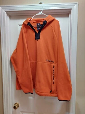 Sudadera con Capucha Pullover Vintage Chaps Ralph Lauren Polar Para Hombre XL Naranja Poliéster Foto 1 de 4