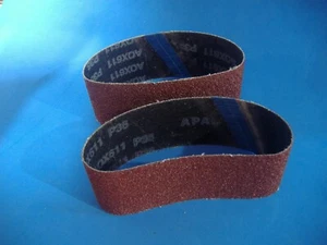 LOT OF TWO 2 1/2" X 16"  ALUMINUM OXIDE SANDING BELTS 36 GRIT      - Picture 1 of 1