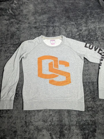 Oregon State Sweater Women Large Gray Beavers Long Sleeve Love PINK Pullover Cover