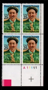 ALLY'S STAMPS US Plate Block Scott #2377 25c Francis Ouimet - Golf  [4] MNH STK - Picture 1 of 1