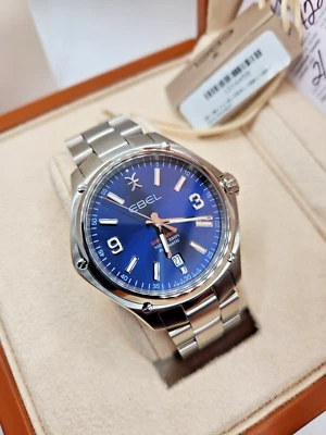 Reloj para hombre EBEL Discovery 1216458 esfera azul acero inoxidable ¡con correa extra! Foto 1 de 4