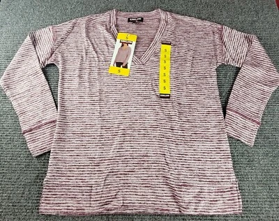 Kirkland подпись женщин красный белый в полоску длинным рукавом тонкий вязаный V шеи Топ S  - Изображение 1 из 4