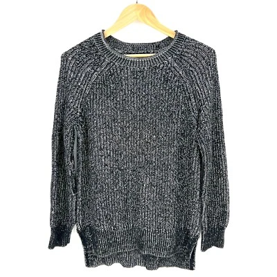 Suéter ELLEN TRACY para mujer talla S negro jaspeado raglán manga larga alto bajo Foto 1 de 4