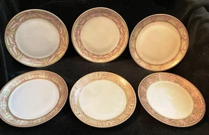 6 Vintage Art Deco rosa grün Hutschenreuther Selb Bavaria kleine Teller 6" Durchmesser - Bild 1 von 9