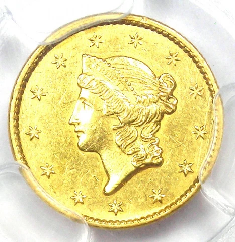 1849-C Liberty Gold Dollar G$1 - Certified PCGS AU Details - Rare Charlotte Coin Cover