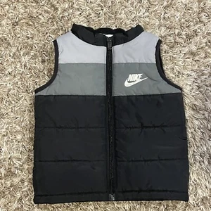 Nike Puffer Vest Full Zip Infant 24 Month Sleeveless Black Grey Color Block - Picture 1 of 11