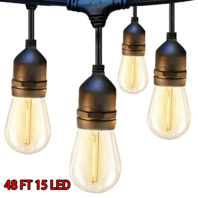 48FT LED Outdoor String Lights Shatterproof B...