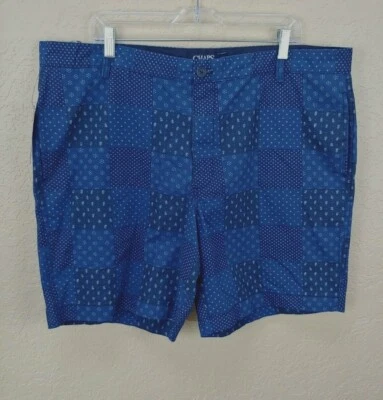 Pantalones Cortos Chaps Para Hombre Talla 42 Azul Cuadros Algodón Bolsillos XL Informales Frente Plano Foto 1 de 4