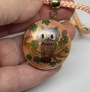Vintage Owl Cloisonne Necklace, 26 inches - Picture 1 of 4