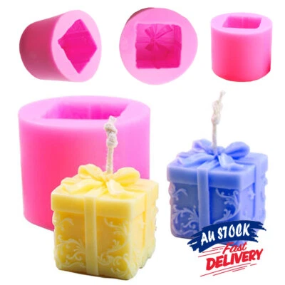 Gift Box Silicone Candle Molds Soap Molds Fondant Cake Chocolate Candy Mould DIY - image 1 of 4