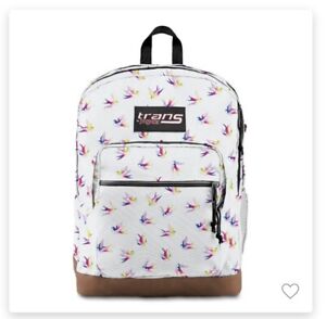 Trans By JanSport 17" Super Cool Rainbow Birds Backpack Laptop Sleeve White NWT