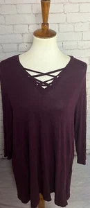 Lane Bryant Pullover Sweater Size14/16 Criss cross in front V-Neck 3/4 Sleeves - Picture 1 of 7