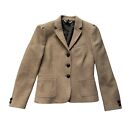 Brown Jigsaw Wool Blend Blazer Jacket - Womens Uk 8
