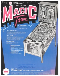 Magic Town Williams Pinball Flyer / Folleto / Anuncio - Difícil de encontrar - - Imagen 1 de 1