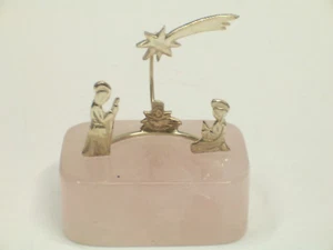 Nativity Silver 925 On Pink Quartz Natural - Nativity - Picture 1 of 3