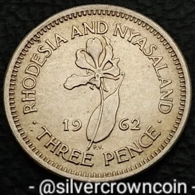 Rhodesia & Nyasaland Zambia Malawi 3 Pence 1962. KM#3. Three Cents coin.  Lilly. - Image 1 of 4