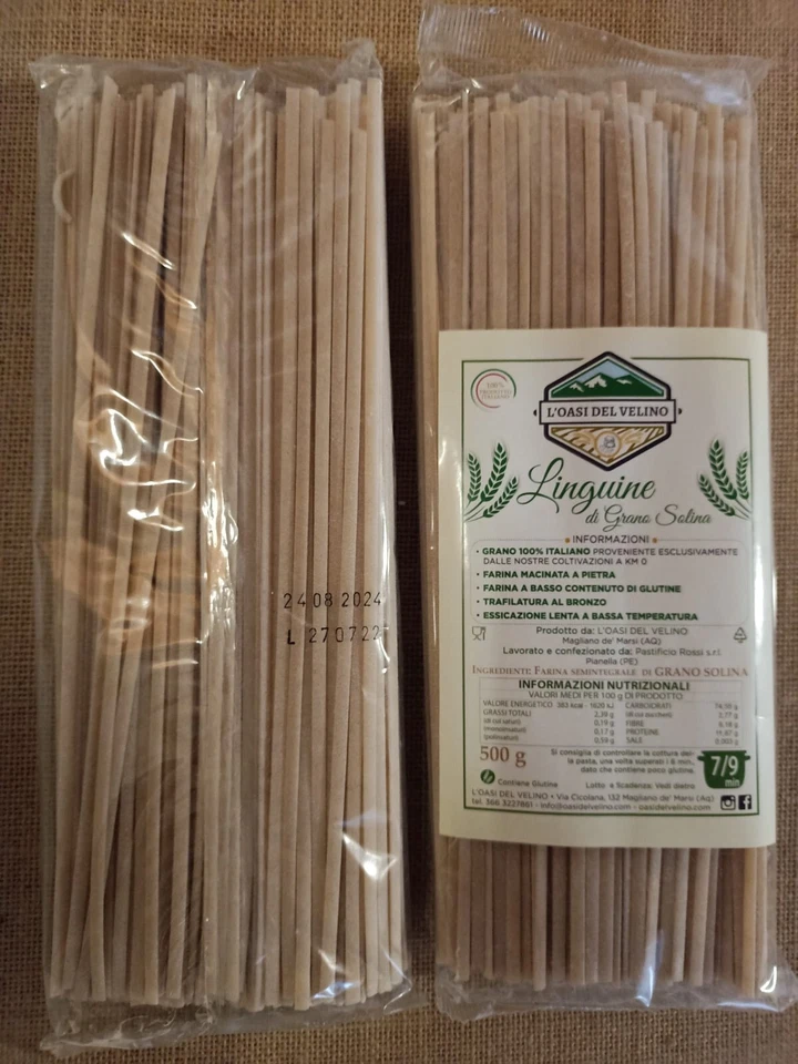 L'OASI DEL VELINO LINGUINE SEMINTEGRALI DI GRANO SOLINA -GRANO 100% ITALIANO-TRAFILATA AL BRONZO