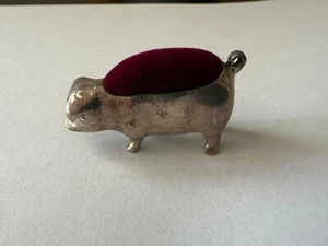 Victorian Style Sterling Silver Pig Pin Cushion 40 mm. - Picture 1 of 7