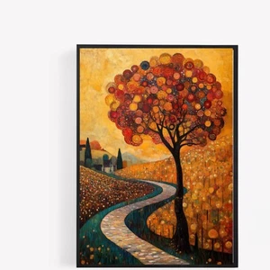 autumn landscape Print Picture Poster trees forest village flowers Unframed A4 1 - Picture 1 of 1