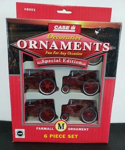 OFFIZIELLER CASE IH Farmall M ROT Traktoren Weihnachtsschmuck 6-teiliges Set #8001 - Bild 1 von 9