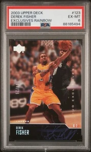 2003 Upper Deck UD Exclusives Rainbow Derek Fisher /25 Lakers #123 PSA 6 Pop 1 - Picture 1 of 3