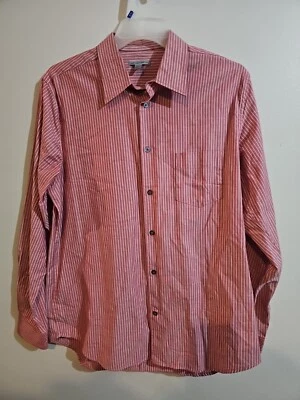 Martin Gordon Men's 100%Cotton  Red Striped Long Sleeve Button Shirt Large - Image 1 of 4