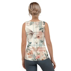 Spring Floral Sublimation Tank Top - Women's Activewear - Workout Top - UPF 50+ - Picture 1 of 21