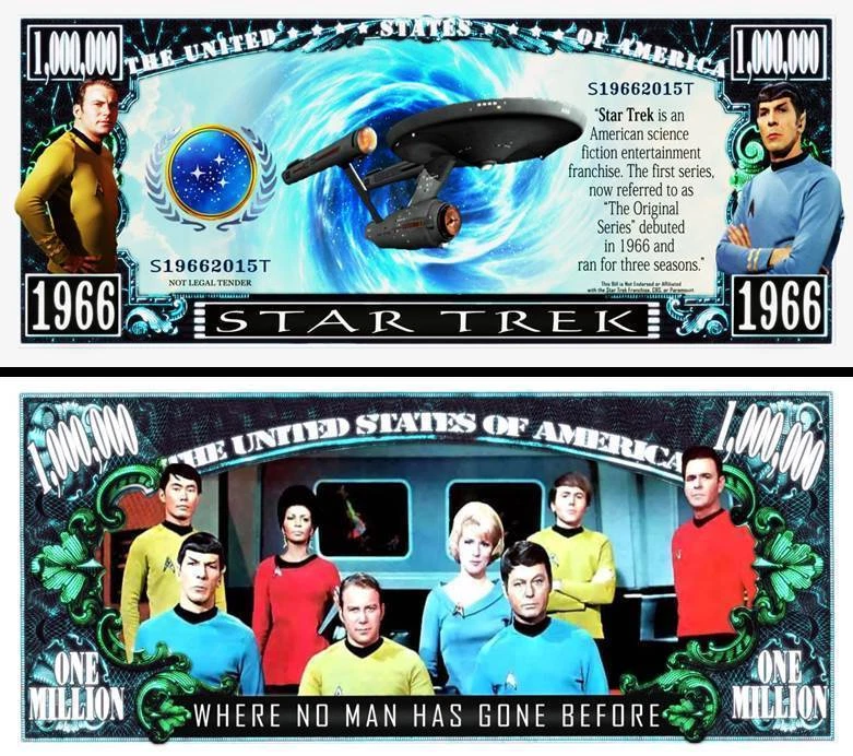 STAR TREK Billet MILLION DOLLAR US ! Collection Série TV SF SPOCK ENTERPRISE USA