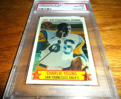 1980 Stop 'n Go NFL 3-D Football Stars Charlie Young RAMS 49 #45 PSA 10 GEM MINT - Image 1 of 2
