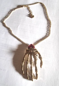 Butler and Wilson Large Skeleton Hand with Skull  Pendant Silver Gold tone New - Picture 1 of 4