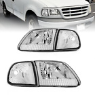 Pair Headlights Chrome w/Clear Corner For 1997-2003 Ford F150/97-02 Expedition Ford Excursion