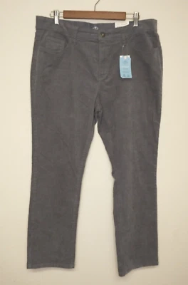 Pantalones de pana gris recto para mujer St John's Bay talla 16P tiro medio nuevos con etiquetas Foto 1 de 4