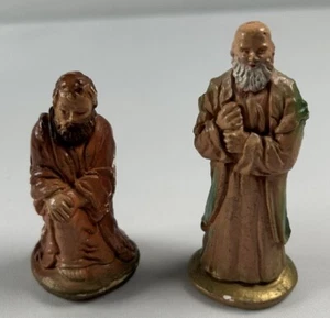 Vintage Nativity Scene Chalkware Figures Two Shepherds 3”-3.5” - Picture 1 of 6