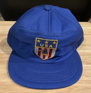 Vintage wasserabweisender Schaumstoff innen flache Krempe blau USA Kappe Mütze neu ohne Etikett - Bild 1 von 2