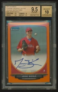 Jesse Biddle 2013 Bowman Chrome ORANGE REFRACTOR AUTO #25/25 BGS 9.5/10 GEM MINT - Bild 1 von 2
