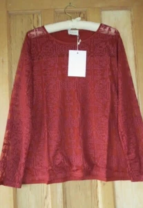 BNWT Wrap London Geometric Embroidered Jersey Top Sz UK 20 Copper Red - was £69 - Picture 1 of 4