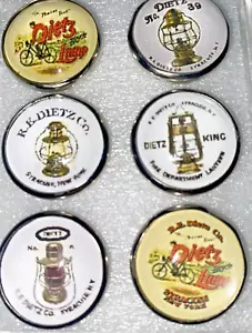 Set of 6 Handmade Glass Dome R.E.Dietz Lanterns (6 different) Picture Buttons - Picture 1 of 4