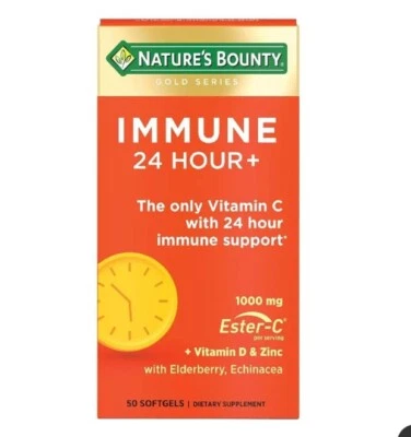 Nature's Bounty Immune 24 horas+ con 1.000 mg cápsulas blandas de éster-C, 50 quilates Foto 1 de 2