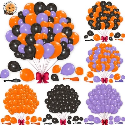 Halloween Balloons ORANGE BLACK PURPLE Latex 10'' Ballon Skull Ghost Party Decor - Image 1 of 4