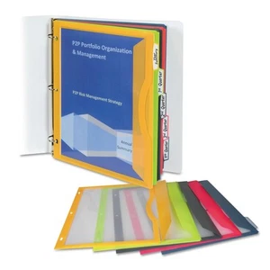 C-Line Binder Pocket With Write-On Index Tabs 9 11/16 x 11 3/16 Assorted 5/Set - Picture 1 of 7