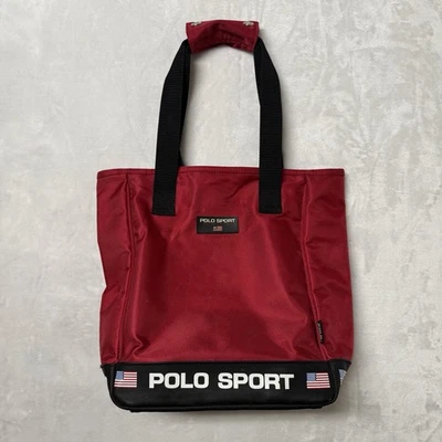 Bolso de Hombro Polo Sport Ralph Lauren Rojo Negro Logo Bandera Americana Nylon Foto 1 de 4