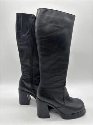 Botas altas Aldo Auster negras para mujer talla 6 bloque tacón alto aisladas Foto 1 de 4