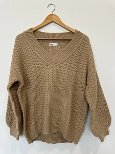Juniors' SO V-Neck Knit Pullover Sweater Light Brown Size Medium - Picture 1 of 5