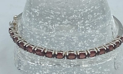 "Brazalete brazalete de plata de ley 925 natural granate 8""" Foto 1 de 4