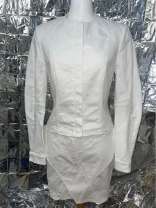 Christian Dior Boutique White Denim Suit Jacket & Skirt Galliano Era From Japan - Picture 1 of 24
